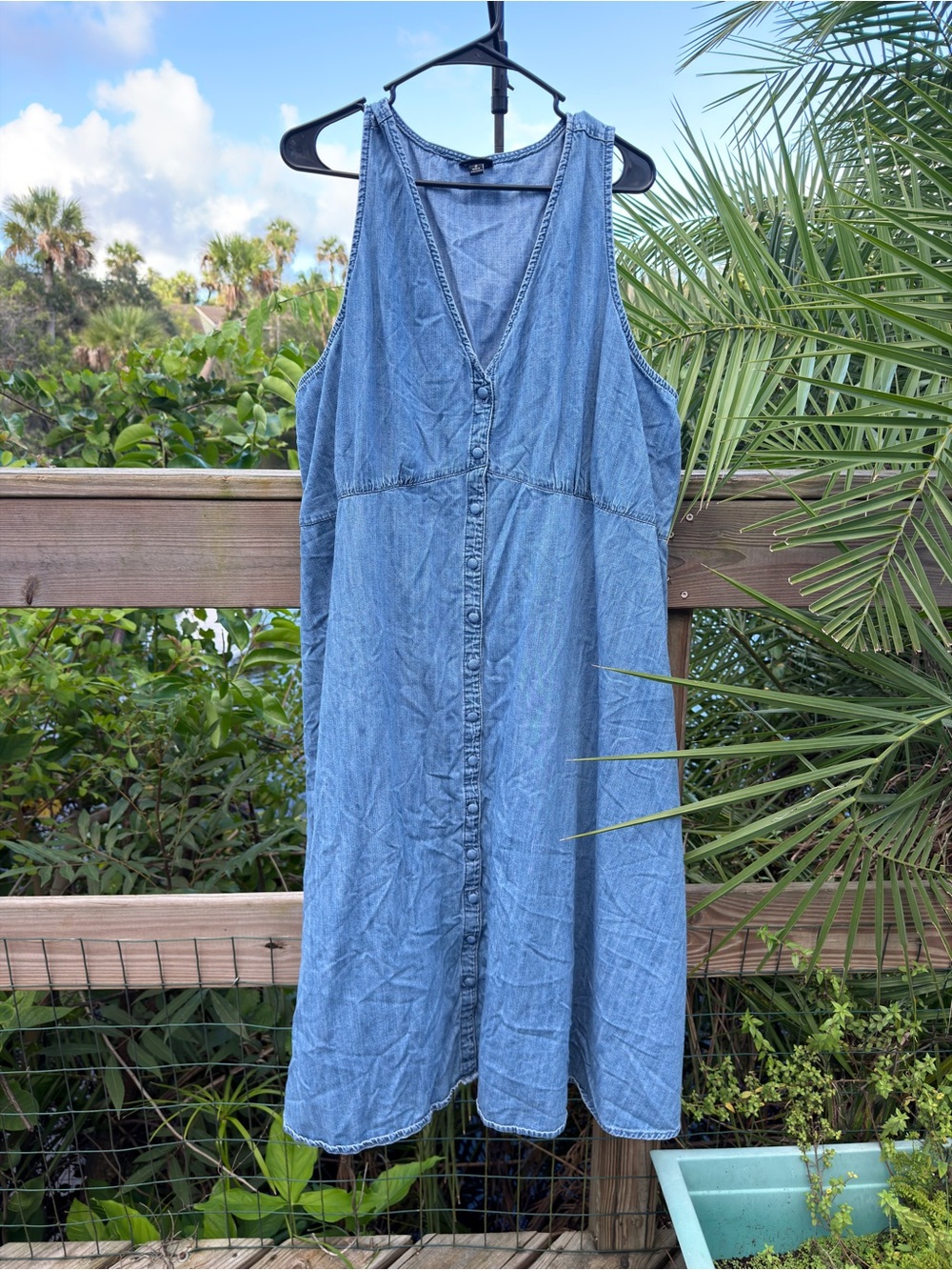 torrid Blue Denim Button-Front Sleeveless Dress